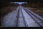 Onboard video of a train during an impact with a vehicle.
